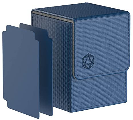 Pulchra Scatola Box Porta Carte Capacità fino a 100+ carte, con 2 Piastra di Partizione, Magnetic Flip Deck Box - Dadi Design (Blu)
