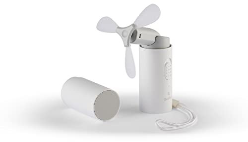 Mini Ventola Portatile con Batteria Ricaricabile, Ventilatore Portatile Silenzioso con Powerbank Incluso, Ventilatore a 2 Velocità, Ventilatore Tascabile, Colore Bianco, QUSHINI