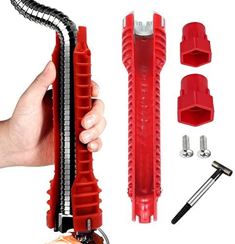 Llave de Grifo Multifuncional, Llave para Instalar Grifos, Llave Instaladora de Grifo y Fregadero para Inodoro, Cocina, Baño, Instalación y Extracción de Varias Tuberías 255mm
