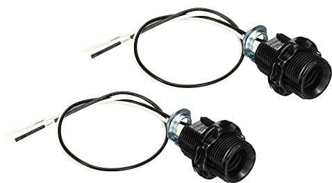 PATIKIL E12 Ampoule Support Lumière Prise, 2 Paquet 10 Pouce Long Fil Tête Vis Entièrement Filetage LED Ampoule Lampe Support pour Pendant Lumières, Noir
