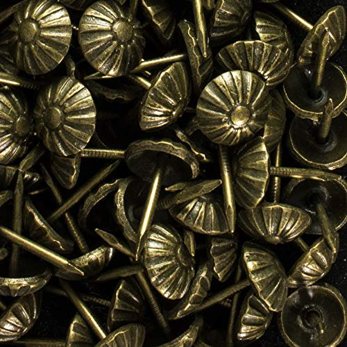 decotacks® 500 PCS Heavy Duty Daisy Antique Brass Finish Upholstery Tacks, Furniture Nails, French Natural Thumb Tack Push Pin, 11MM Head Dia [Daisy Antique Brass] DX5411AB500UK