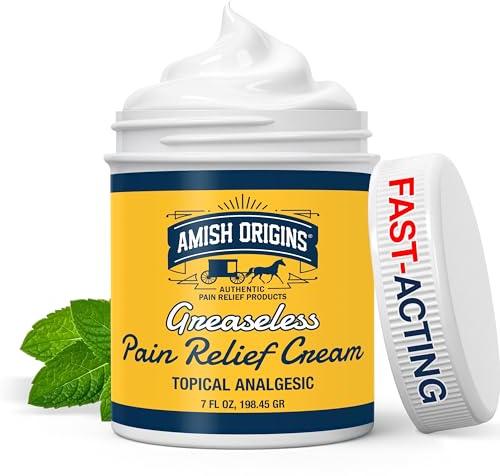 Amish Origins Pain Relief Cream, Maximum Strength Deep Penetrating for Joint, Muscle, Knee, Back, Feet, Hand, Ankle, Aches, 8 fl oz (Pack of 1)