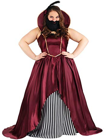Plus Size Women's Bearded Lady Circus Fancy Dress Costume 4X Red