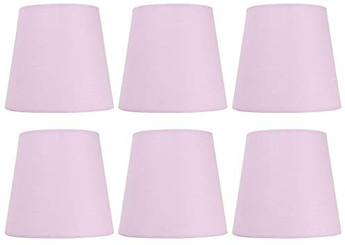 Kronleuchterschirme Lampenschirme Set von 6, kleine Rosa Lichtschirme für Lampen Lampenschirm E14 Uno Fitter Modern für Hängelampe Tischlampe Stehlampe Ersatz