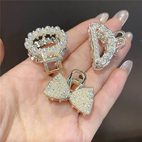 Prosy Pinzas para el cabello con perlas blancas, pinzas para el cabello, pinzas antideslizantes, accesorios para el cabello para mujeres y niñas (paquete de 3)