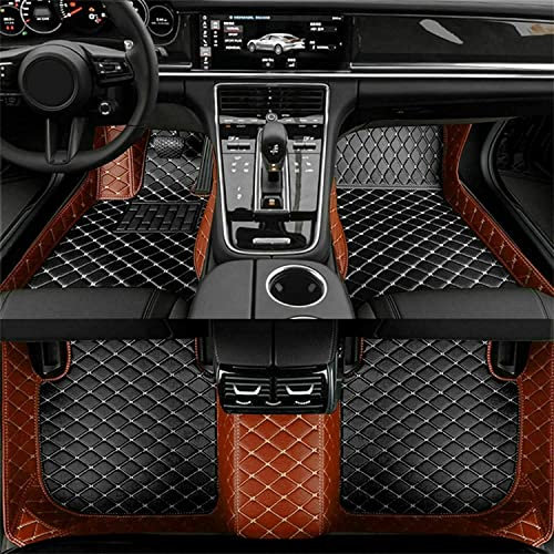 NYMCAR Kompatibel Nach Maß Auto FußMatten für Audi A1,A2,A3,A4,A5,A6,A7,A8,Q2,Q3,Q5,Q7Q,Q8,TT,R8,e-tron,Q4 e-tron,Automodelle 2000-2023 (Braun und Schwarz beige)