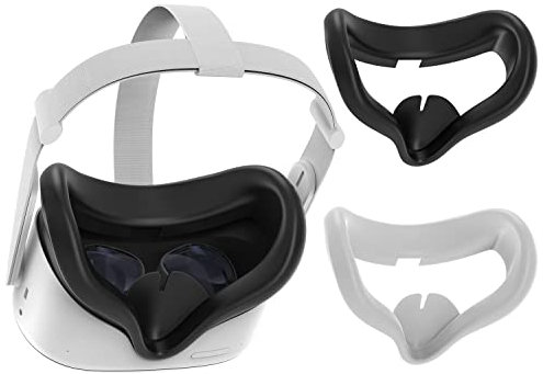 ZYBER Silikon Face Cover Maske Kompatibel mit Oculus Quest 2 Zubehör Kopfbügel, 2 PCS Waschbare VR Gesicht Pad für Meta Quest 2 Headset (Weiß und Schwarz)
