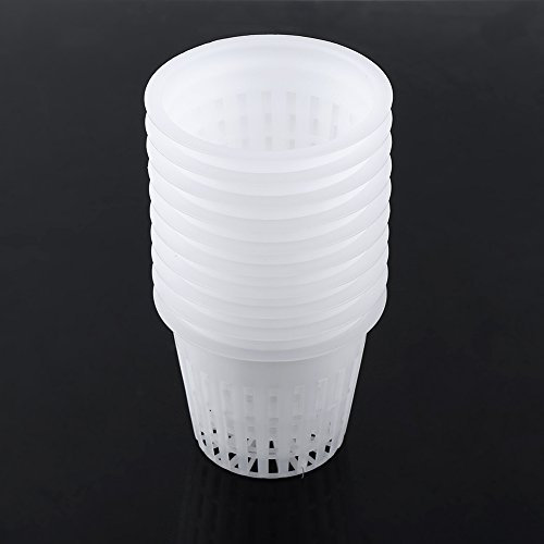 10 Vasos De Red para Jardín, Maceta De Malla Hidropónica para Plantar, Macetas para Vivero, Macetas De Plástico para Plantar Flores, Cesta para Cultivo Hidropónico, Clonación De Jardinería(Blanco)