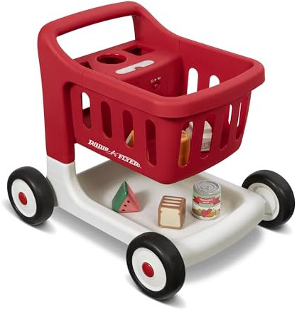 Radio Flyer Carrito de Compras para escanear y ordenar con Luces y Sonidos, Andador de Juguete Rojo para niños pequeños, para más de 1 año