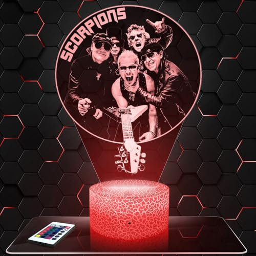 Lampephoto.fr Nachttischlampe S. deko Rock n Roll. Geschenkidee Mann Frau objekt Scorpions Nachtlicht Erwachsene deko Zimmer. Weihnachten, geschenk originell TOP