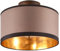 Reality Leuchten Deckenleuchte Davos R61552041, Metall Schwarz matt, Schirm Stoff Taupe/Schwarz/goldfarbig, exkl. 1x E14