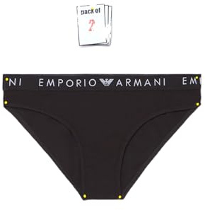 Emporio Armani Damen Iconic Logoband 2-Pack Brief Slip, Nero,