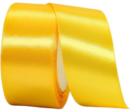 Satinband Goldgelb 40mm Breit Geschenkband Satin,22m Satinbänder Goldgelb Dick Schleifenband Dekoband Seidenband Geschenkverpackung Stoffband Geschenkbänder für Dekorieren Basteln Kleid Hochzeit