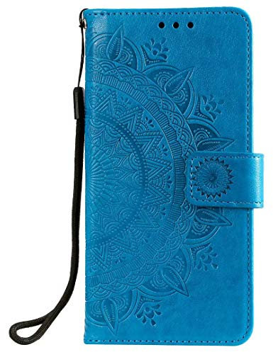 Wuhaizher for Honor X7B/Honor 90 Smart Phone Case PU Leather Flip Wallet Cases Mandala with Magnetic Closure Stand Card Holder Shockproof Case Cover for Girls Women Men, Blue