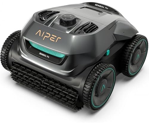 AIPER Seagull Pro Tile Robot de piscine sans fil, nettoyage du sol et des murs, navigation WavePath, parking, durée jusqu'à 90 min, piscine de plus de 300 m, crochet de récupération, gris (Seagull Pro