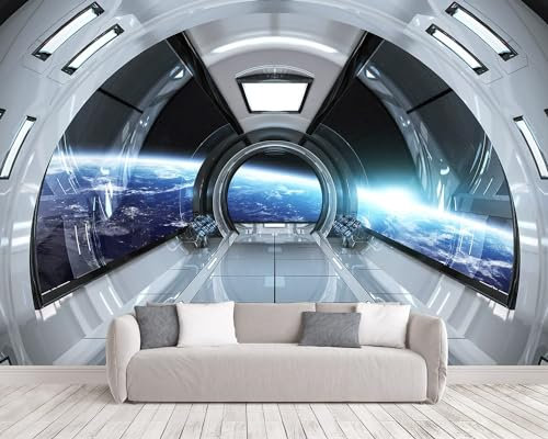 Naturempress Papier Peint Panoramique Capsule Spatiale Papier Peint Intissé Tapisserie Poster Mural pour Salon Chambre Décoration Murale