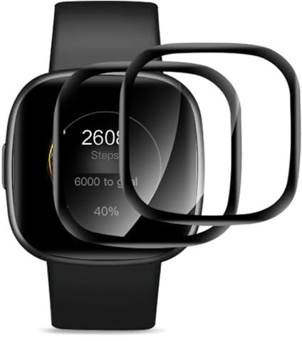 Cable Leader 2 Stück für Panzerglas für Fitbit Versa 3/Sense/Sense 2/Versa 4 Schutzfolie, Ultra Klar Anti-Bläschen Versa 4 Schutzglas Folie, Anti-Fingerprint Kratzfest Versa 3 Displayschutzfolie