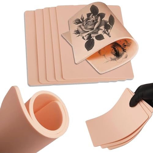 3mm Kunsthaut Tattoo Übungshaut - PEPAX 10 Stück 19 x 14 cm Blanko Tattoo Übungshaut Doppelseiten Gefälschte Tattoo Haut für Anfänger und Künstler