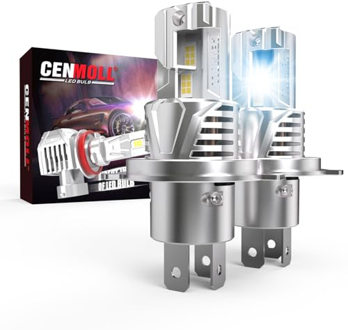 Cenmoll Ampoule H4 Led, 600% Luminosité 120W 24000LM 6000K Blanc Froid Ampoule HB2 9003 H4 Led Voiture Canbus Sans Erreur Tout-en-Un Design Halogène Kit de Conversion de Remplacement, Pack de 2