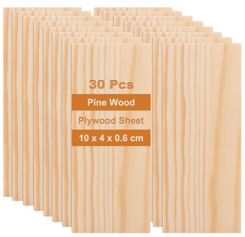 ZOFUN 30 fogli di compensato tagliati su misura, fogli di legno di pino non finiti da 6 mm, 100 x 40 mm, pannelli di compensato per progetti fai da te in legno, decorazioni per la casa, arte,