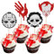 Gyufise 24Pcs Halloween Horror Movie Cupcake Toppers Horror Bloody Knife Cupcake Picks Killer Cupcake Decorations for Horror Classic Movie Theme Birthday Halloween Party Cake Decorations Supplies