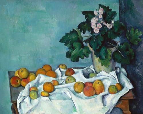 Gnvkd Ecbxz Paul Cezanne Poster Äpfel und ein Topf voller Primeln Leinwand Malerei Vintage Wandkunst Paul Cezanne Drucke Für Wohnzimmer Dekor Bild 40x60cm Kein Rahmen