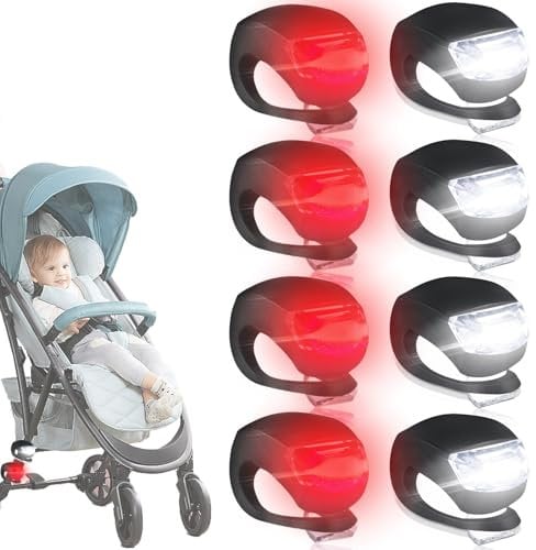 8 Stück Kinderwagenlicht Silikon, LED Kinderwagen Licht Wasserdichte Silikonleuchten, 3 Modi Buggy Lampe, Mehrzweck Kinderwagenlichter für Kinderwagen Outdoor Läufer (Stil 2)