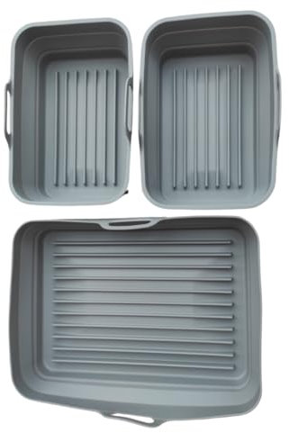 Moldes para freidora de aire de doble cesta, 1 molde de 9 L y 2 de 4.5 L compatibles con freidora de aire Cecotec 9 litros Moldes plegables freidora de aire