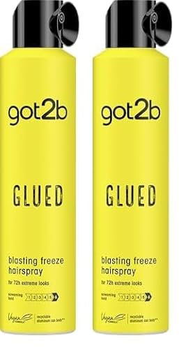 Schwarzkopf - Got2b - Spray Coiffant Fixant Glued Collé-Serré - Ne Colle Pas - Fixation Ultime - Formule Végane - Coiffant Cheveux - 300ml (Lot de 2)