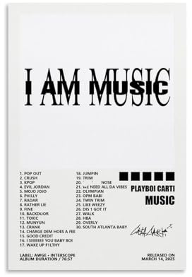 MODIZAWD Playboi Poster Carti I Am Musikalbum Cover Poster für Zimmer, Leinwand, Wandkunst, Schlafzimmer-Dekor, 30 x 45 cm