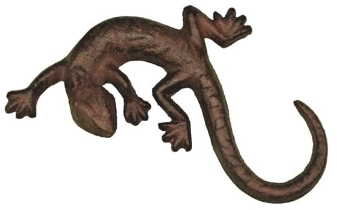 Eidechse Metallfigur Gecko Salamander 19x11,5cm Gusseisen Garten Deko Teichdeko Gartenfigur antikbraun (TT158)