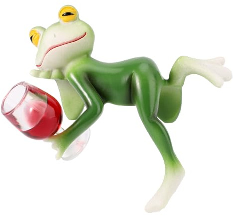 Lyreh Weinglas Pflanzgefäß Frosch Dekor, Lustig Frosch Statue aus Kunstharz Blumentopf Hugger Figuren Blumentopf Dekor für Draußen Garten Hof Rasen Terrasse Ornament
