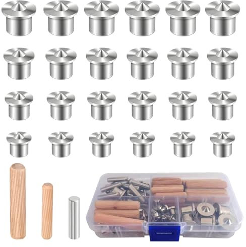 67 Pcs M6 M8 Wooden Dowels Assorted + Dowel Pins Center (6/8/10/12mm), Hardwood Grooved Fluted Pins and 4mm x 20mm Stainless Steel Dowel Pin, Woodworking Alignment Tool for DIY, Furniture