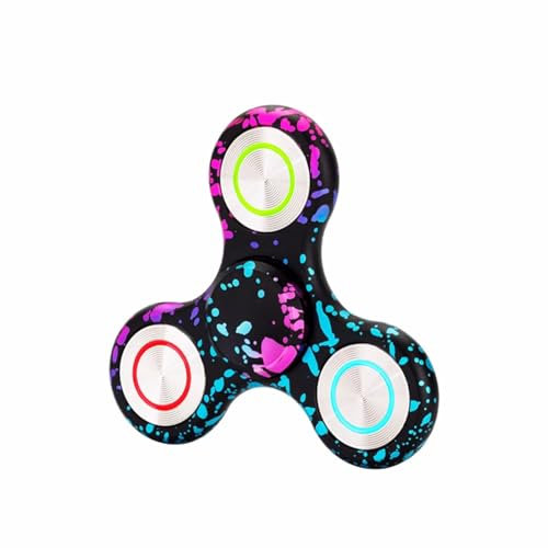 Coolden Fidget Spinner Metall Leuchtend Finger Fidget Toys für Kinder Erwachsene Hand Spinner Stainless Steel Bearing Sensory Handkreisel ADHS Anti Stress Spielzeug Fidget Toy Schwarz Bunt