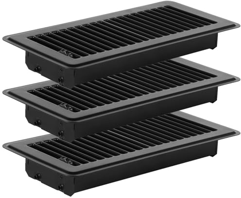 byepica Juego de rejillas de ventilación de suelo de 3 piezas, rejillas de acero gris oscuro, cubiertas de ventilación fáciles de ajustar para el hogar y el jardín