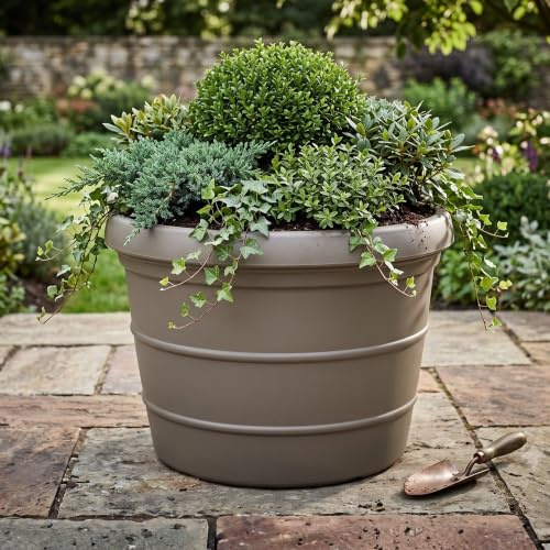 Trifibre 86cm Rotomoulded Large Planter (275L) - Frost-Proof Clay Effect | Heavy-duty classic plastic plant pot with 275L capacity, frost-proof and UV-resistant, ideal for gardens and patios.