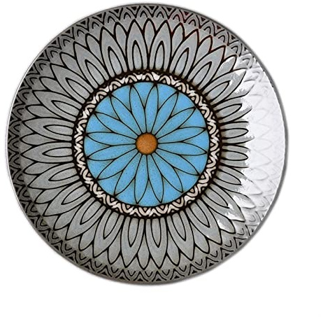 TGDGFKIAS Platos de cena grandes, Platos de cena apilables de cerámica de porcelana reutilizables, pintados a mano, redondos, de 8 pulgadas, color gris
