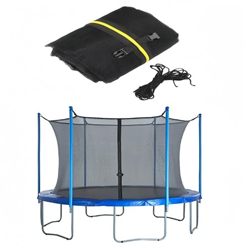 Filet de sécurité pour trampoline Générique, 244 306 366 427 cm, filet de rechange pour trampoline d'intérieur et de jardin, pour poteaux 6/8, noir, rond