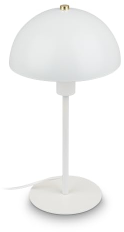 BRILONER - Nachttischlampe mit Kabelschalter, E14 Fassung, Tischlampe, Lampe, Schreibtischlampe, Tischleuchte, Bürolampe, Leselampe Bett, Leselicht, 18 x 35 cm (DxH), Weiß