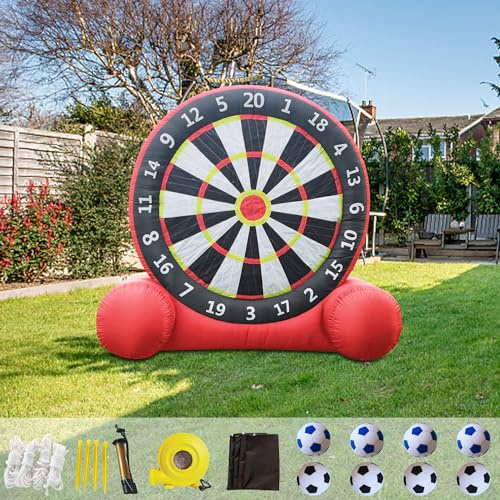 Aufblasbare Fußball Dartscheibe, 2.44 m Aufblasbares Fußballziel für den Außenbereich mit 8 Fußbällen Riesige Kick-Dart-Zielscheibe für Sportspiele im Garten