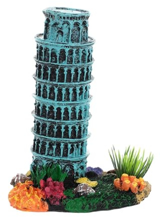 mophrati Modell des Schiefen Turms – Aquarium Dekoration, Fischbecken Szenerie mit einzigartiger Architektur Harz Aquarium Dekoration, Fischlandschaft Dekor