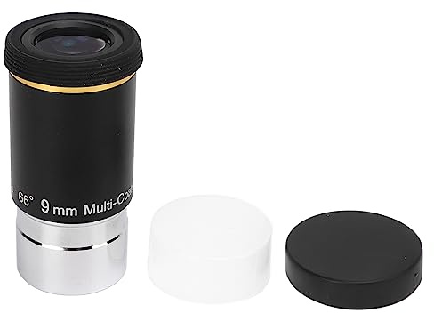Astronomical Telescope Eyepiece 1.25in 9mm Focal Length, Wide Angle 66 Degree Field of View, 6 - Lens Optical Glass with Green Coating for 1.25in Telescopes