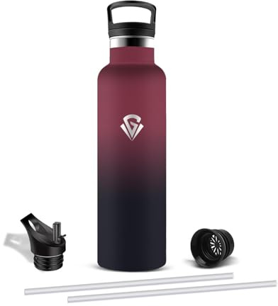 Mujigaga Borraccia Termica, Borraccia 750ml Senza BPA, Borracce Palestra Acciaio Inox con Cannuccia, Bottiglia Termica Senza Perdite per Campeggio, Scuola, Ciclismo