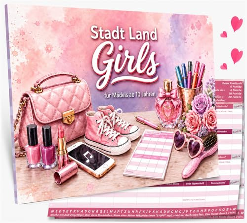 Stadt Land Girls Edition Spiel Geschenk Mädchen Ab 9 Jahren Coole Sachen | für Teenager Mädchen 2026 Activity Junior Kartenspiel und Partyspiel, Lustige Spiele, Feiertags und Geburtstagsgeschenke