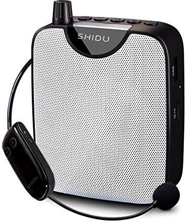 SHIDU Sprachverstärker mit Mikrofon Headset, Mini Stimmverstärker tragbare Pa Lautsprecher System wiederaufladbarer 10W 2200mAh Personal verstärker für Lehrer, Reiseleiter, Yoga, Training, Besprechung