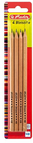 Herlitz Bleistifte Skizzo, HB, naturbelassen, bruchsichere Mine Auf Blisterkarte (8er Set)