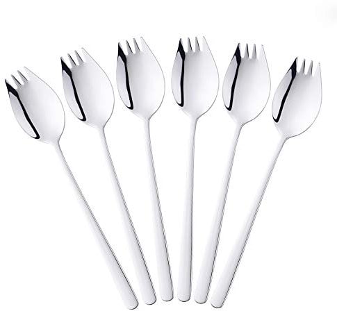 Bisda 6 Piezas Acero Inoxidable Juego de Tenedor Tipo Buffet Tenedor de Ensalada para Al Aire Libre Viajes y Campamento