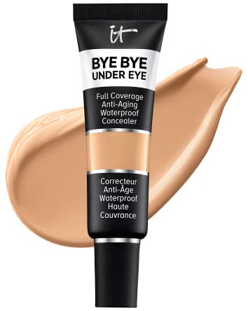 IT Cosmetics, Bye Bye Under Eye Concealer, hohe Deckkraft, wasserfest, angereichert mit Peptiden, Kollagen & Hyaluronsäure, 12 ml, Farbton Medium Natural 25.0