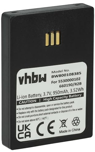 vhbw 1x Akku kompatibel mit Ascom 9D62, i62 Messenger, i62 Protector, D62, i62, i62 Talker schnurlos Festnetz Telefon (950 mAh, 3,7 V, Li-Ion)