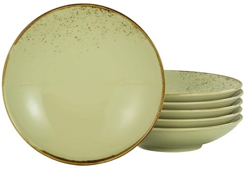 CreaTable 22 cm, Earth, 22056, Serie Nature Collection, 6-teiliges Geschirrset, Suppenteller aus Steinzeug, spülmaschinen-und mikrowellengeeignet, Qualitätsproduktion